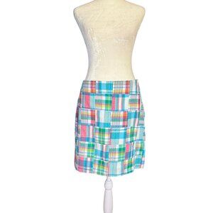 Talbots Petite A-Line side zip knee length multicolored patchwork skirt size 6P